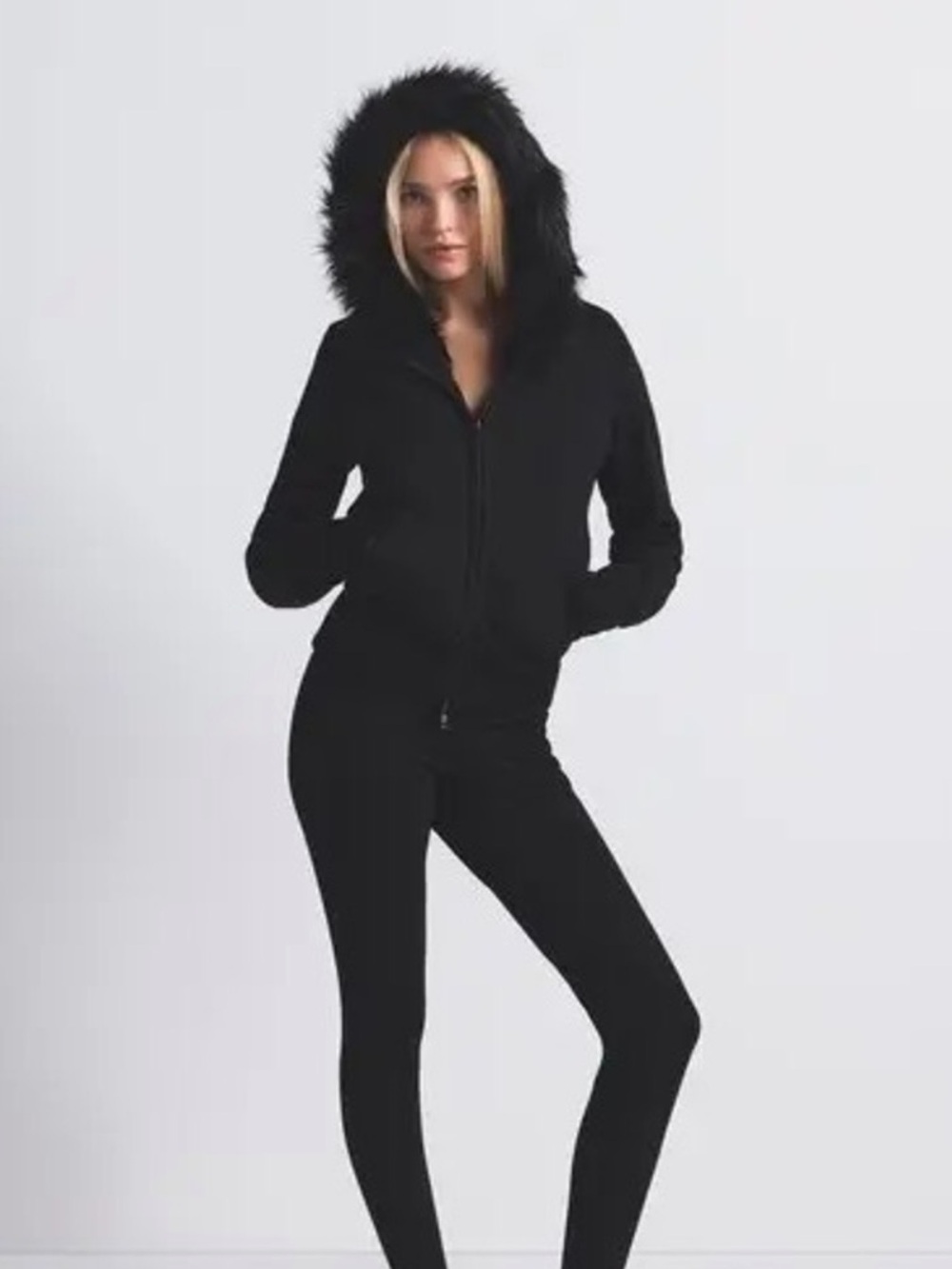 SKIMS Cotton Fleece Faux Fur Lined Zip Up Hoodie